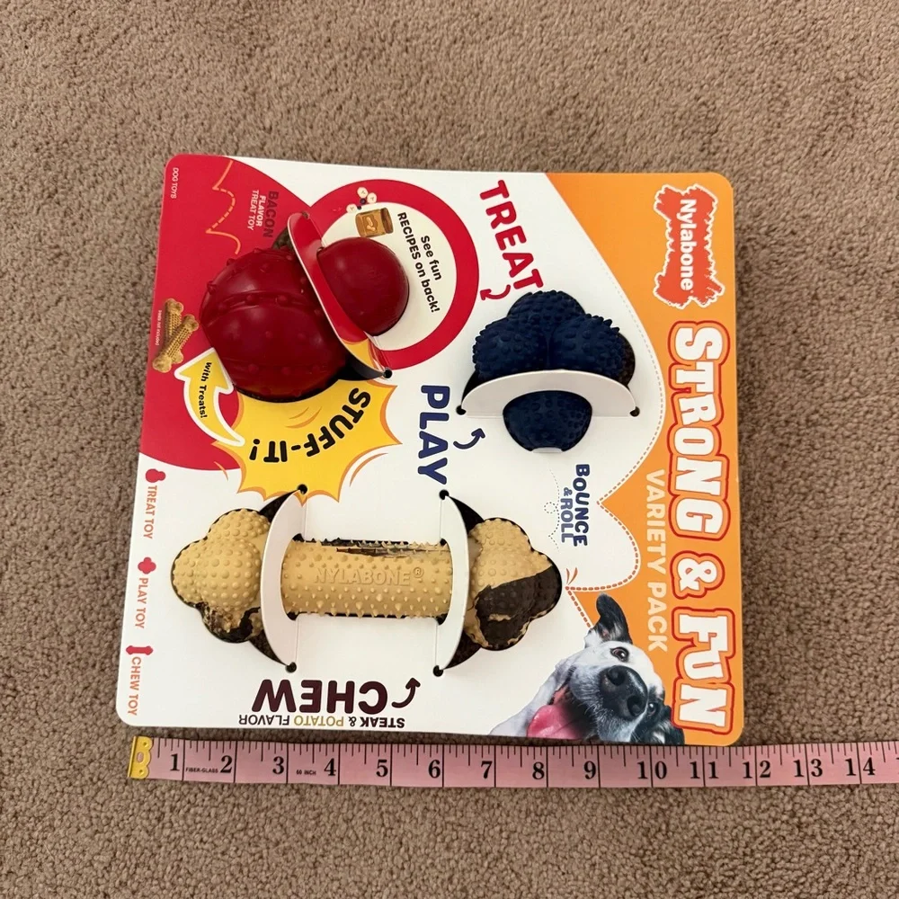 Nylabone Strong & Fun Variety Pack Dog Toys - Red, Blue, Brown